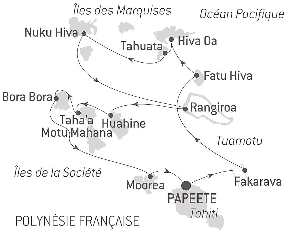 Marquises, Tuamotu et îles de la Société