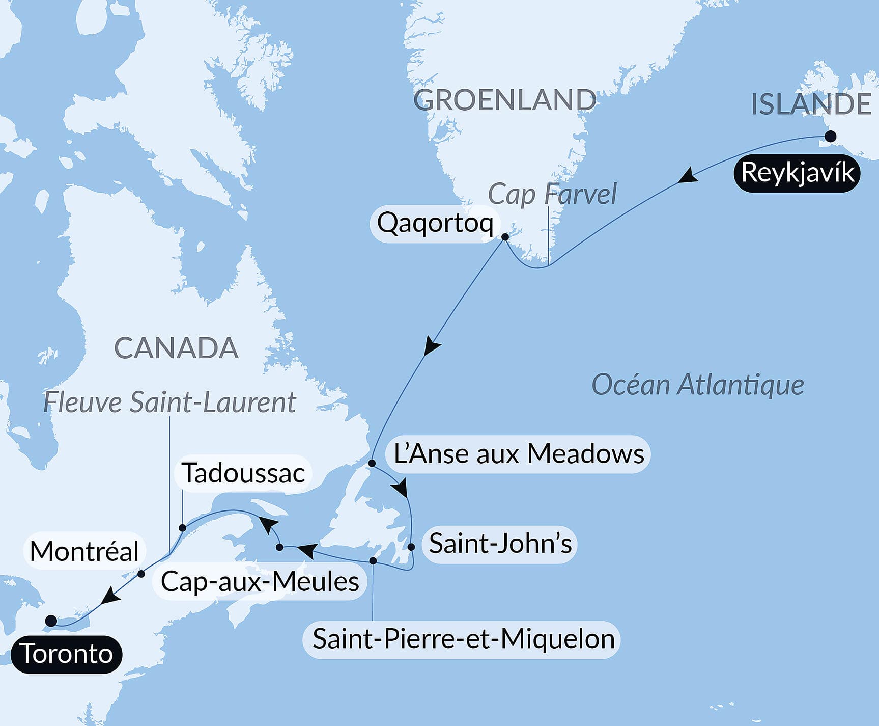 Exploration du Groenland au Canada par Saint-Pierre-et-Miquelon