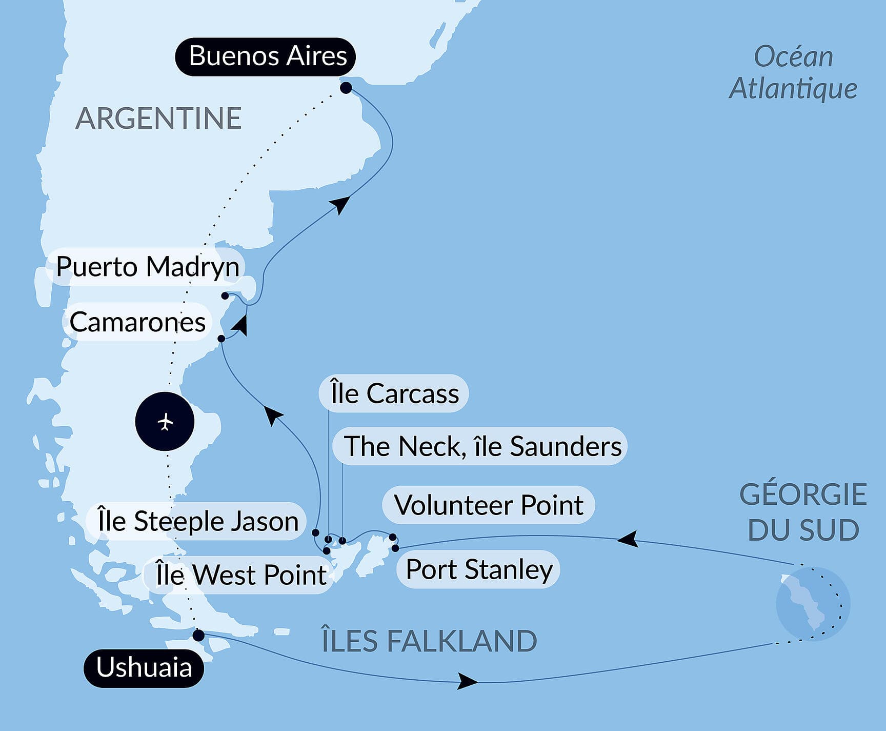 Falkland, Géorgie du Sud & péninsule Valdés : au cœur du monde sauvage